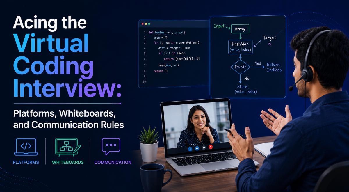 Acing the Virtual Coding Interview: Platforms, Whiteboards, and Communication Rules